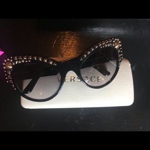 Authentic Versace gold studded cat eye sunglasses